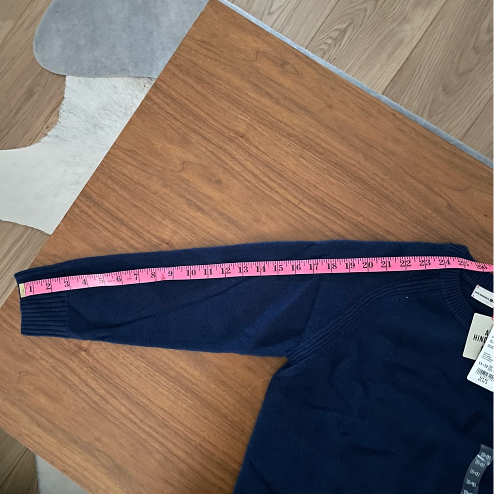 🧿 NWT Anya Hindmarch x Uniqlo Blue Premium Lambswool Crewneck Sweater (11-12) - Picture 7 of 9